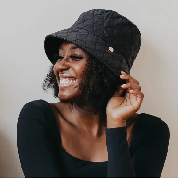 Black Quilted Bucket Hat (Anthropologie Brand) - Picture 3 of 10